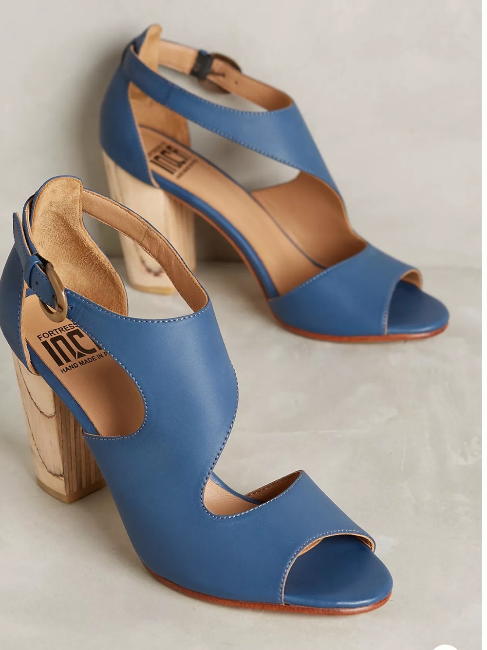 Anthropologie Fortress of Inca Victoria Vilamoura blue leather heels 9